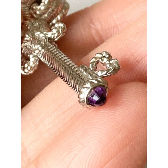 Large Judith Ripka 925 sterling silver amethyst key pendant - Picture 4 of 7